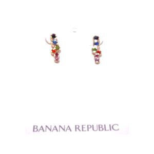 Banana Republic Women's Multi Gem rainbow Zig zag Earrings NWT 45